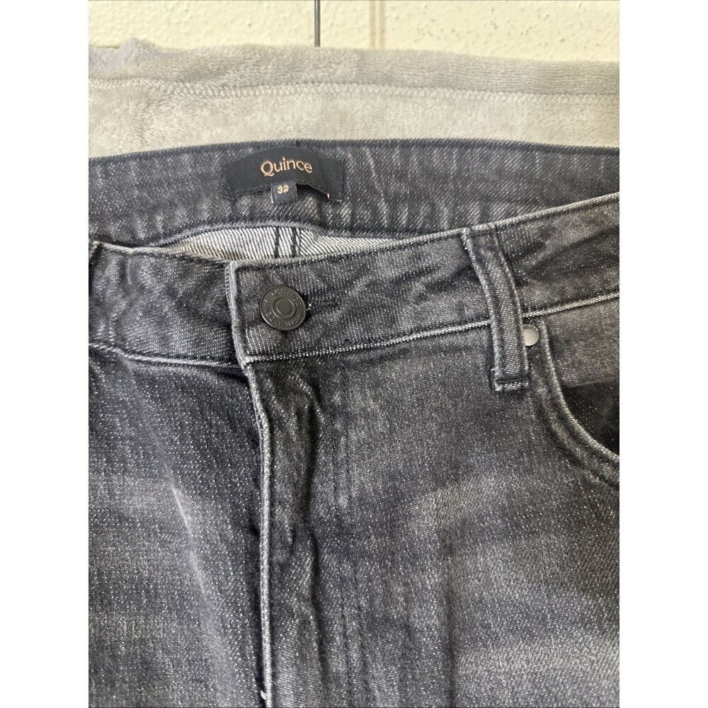 Quince Bella Stretch Relaxed Straight Jeans Womens Size 32 Charcoal Black Denim - Picture 4 of 9